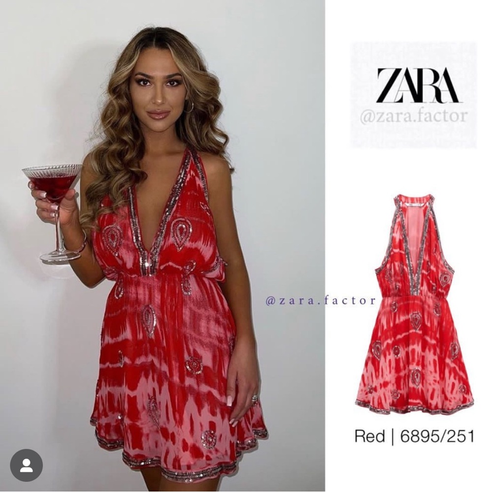 NWT Tie Dye Zara Dress with Silver Sequins